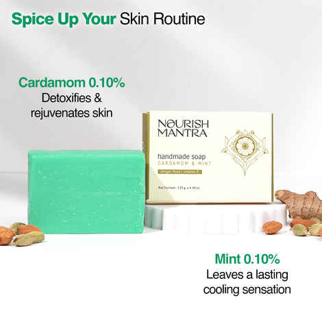 Buy Nourish Mantra Cardamom & Mint Handmade Bathing Bar Soap for Moisturized and Smooth Skin - 125 gm - Purplle