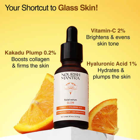 Nourish Mantra Glow Serum with Vitamin C & Hyaluronic Acid for Radiant and Glowing Skin - 30 ml