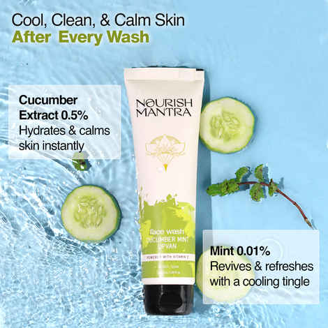 Nourish Mantra Cucumber Mint Upvan Facewash with Niacinamide for Deep Cleansing & Cell Repair -100 ml