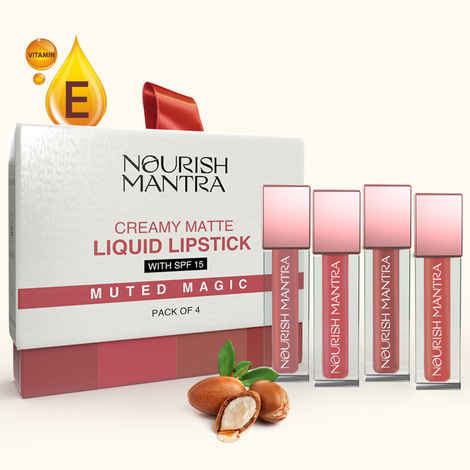 Buy Nourish Mantra Muted Magic Creamy Matte Liquid Lipstick with SPF for Vibrant & Nourished Lips - 4.8 ml (1.2 ml Each) - Purplle