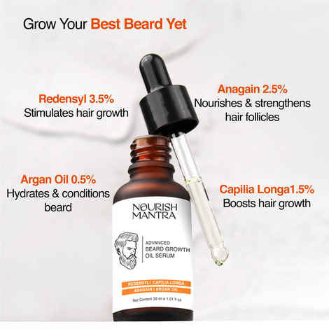 Buy Nourish Mantra Advanced Beard Growth Oil Serum for Fuller and Thicker Beard Growth - 30 ml - Purplle