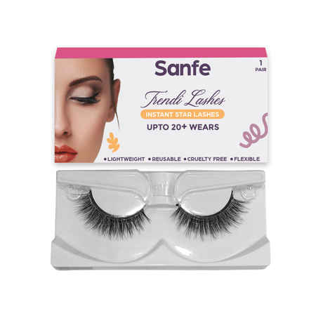 Sanfe Instant Star Lashes | False Eyelash, Eye Makeup | Long Lasting, Natural Look with Eyelash Glue | G13, 1 pair