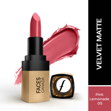 Buy FACES CANADA Comfy Matte Velvet Touch Lipstick - Pink Lemonade 05, 4.2 gm | Velvety Matte Finish | 8HR Longstay | Intense Colour | Hydrating Lips | Smooth Application | Foodproof & Crackproof - Purplle