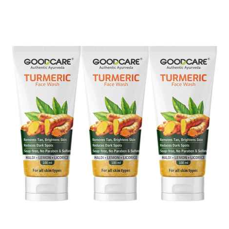 Buy GOODCARE Ayurvedic Turmeric Facewash with Turmeric Extracts For Clear and Radiant Skin Pack of 3 - Purplle