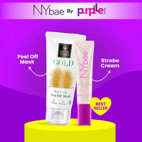 Buy Good Vibes x NY Bae Golden Glow Kit By Purplle | Bestsellers | Strobe Cream Pink Topaz (12) | Peel Off Mask (50 gm) | Korean Skin | Brightening Kit - Purplle