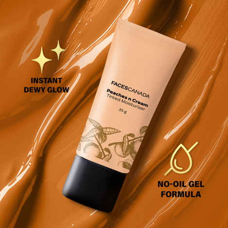 Buy FACES CANADA Peaches N Cream Tinted Moisturizer - Honey Beige 03, Full Size (35 gm) | Soft Peachy, Natural Glow | Lightly Tinted BB Cream | Non Oily Lightweight Gel Formula | Blends Easily | Suitable For All Skin Types - Purplle