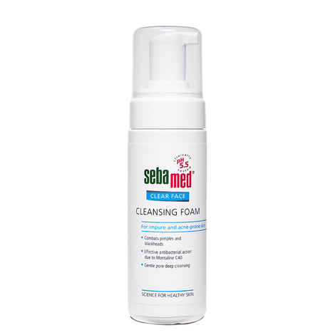 Buy Sebamed Clear Face Foam 150 ml|PH 5.5|Acne, pimples & blackheads|Montaline C40|Gentle deep cleanser - Purplle