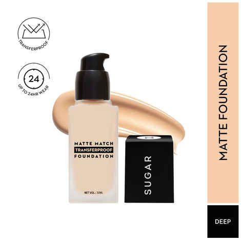 SUGAR Cosmetics Matte Match Transferproof Foundation | Upto 24 hr wear | Transferproof & Waterproof | 30 ml (48 Irish)