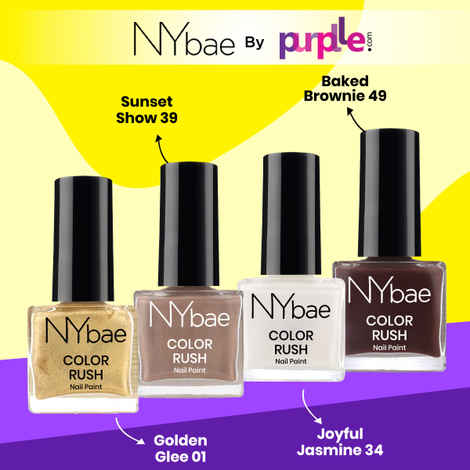 Buy NY Bae Color Rush Nail Paint Set - Everyday Essentials 09 | Nail Paint Combo | Chip Resistant | Long Lasting | Quick Dry | Glossy Gel Nail Polish (9 ml *4) - Purplle