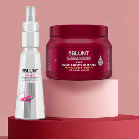 BBLUNT Heat Protect & Repair Combo (7 in 1 Repair & Revive Hair Mask-250 gm + Hot Shot Heat Protection Mist-150 ml)