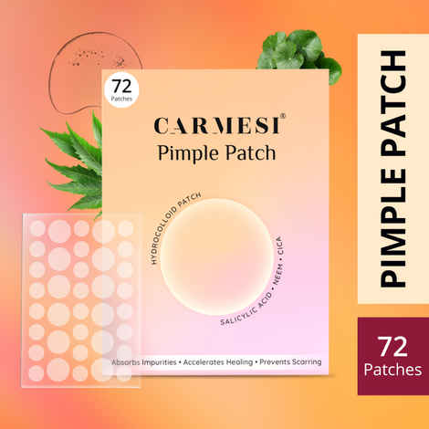 Carmesi Pimple Patch | Hydrocolloid Pimple Patches | Salicylic Acid, Neem, Cica | Blend Seamlessly | Safe for All Skin Types - 1 Pc