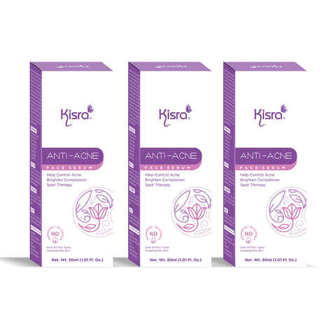 Buy Kisra Anti-Acne Face Serum for Acne, Acne Marks, Blemishes & Oil Balancing with Neem Extract & 2% Salicylic Acid | For both Men & Women | 30 ml [Pack of 3] - Purplle