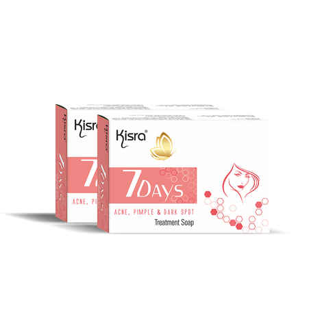 Buy Kisra 7Days Acne, Pimple & Dark Spots Treatment Soap | Clears Acne, Pimples, Dark Spots, Clogged Pores, Deeply Cleanses | Gentle | Refreshing 75 gm (Pack of 2) - Purplle