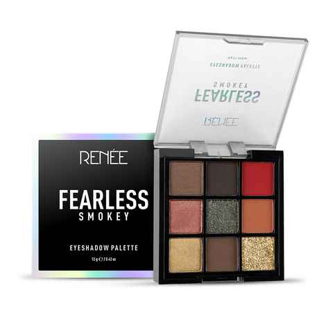 RENEE Fearless Eyeshadow Palettes - Smokey, Highly pigmented Shades, Travel Friendly, Long Lasting, Non Creasing, Easy-to-blend & Build Up, 12 gm