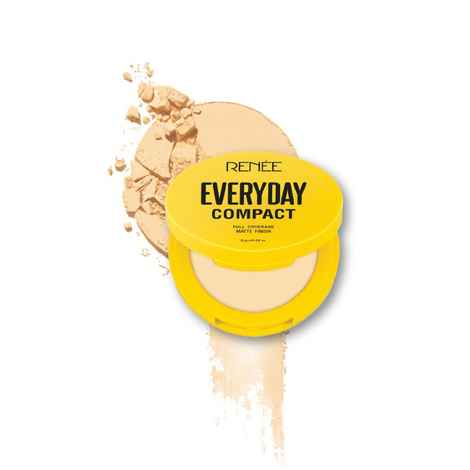 RENEE Everyday Compact 03 Sand, Matte Finish, High Coverage, Ultralight & Silky Smooth Finish, Enriched with Vitamin C, H yaluronic acid & SPF 30, 8 gm