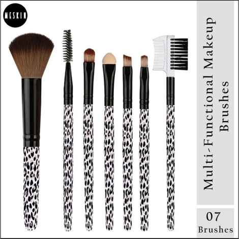 MeSkin 7 pc Makeup Brushes, Portable Travel, Brush set, Makeup Tools - Various Prints - colour may vary