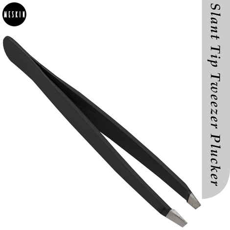 Buy MeSkin Slant Tip Tweezer Plucker for Eyebrow, Upper Lips, Blackhead Removal, Facial Hair For Women & Men, Black Color 1 Pc - Purplle
