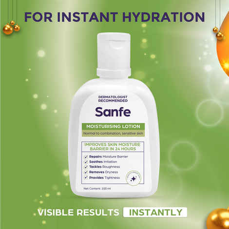 Buy Sanfe Moisturising Lotion | Improves skin moisture barrier in 24 hours | For normal to combination, sensitive skin | 100 ml - Purplle