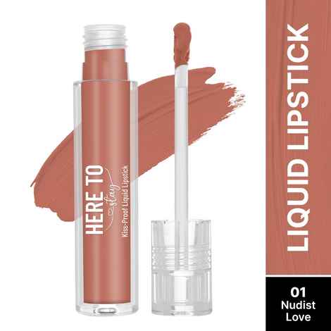 Swiss Beauty Select Here To Stay Liquid Matte Lipstick with Kiss-Proof Formula | Infused with Vitamin E | Non-Transfer , Smudgeproof | 12-18 Hrs Stay 1 Nudist Love 3 ml