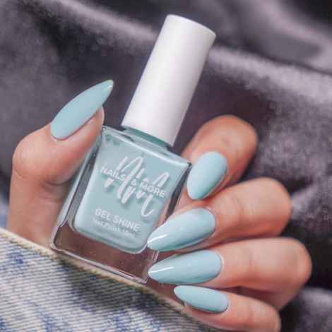 Nails & More Argan Oil Infused Gel Shine Nail Polish | Long-lasting & Quick-dry Formula |High Shine Nail Enamel for Women |36 Light Blue, 10 ml