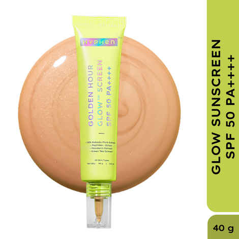 Hyphen Golden Hour Glow™ Screen SPF 50 PA++++ for Sun Kissed Glow | Brightens with 10% Kakadu Plum | UV & Blue Light Protection | All Skin Types - 40 gm