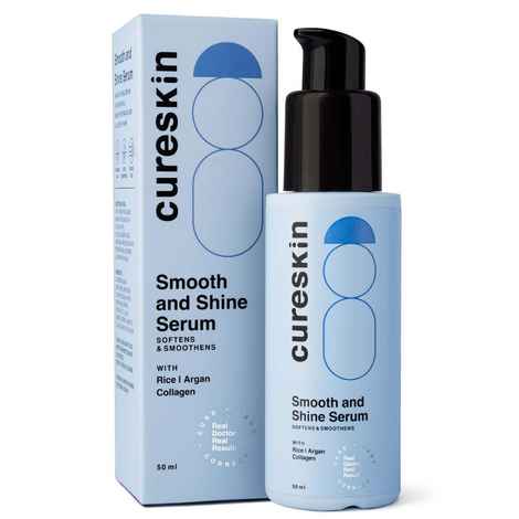 Cureskin Smooth and Shine Serum | Softens and Smoothens Hair with Rice, Argan and Collagen | Helps Reducing Hair Breakage, Frizz and Detangels for Strong, Protected and Shiny Hair for Unisex (50 ml)