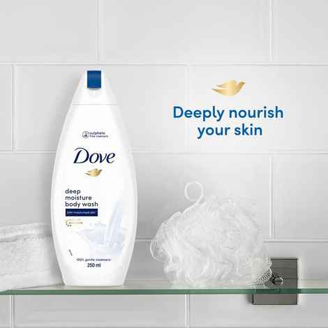 Buy Dove Deep moisture body wash, 250 ml + (Free Loofah) - Purplle