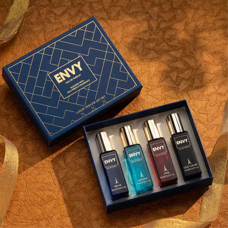 Buy ENVY Gift Set for Men - Oud Luxure, Elegant, Vivid, Embrace - 20ML Each | Long Lasting Luxury Perfume EDP - Purplle