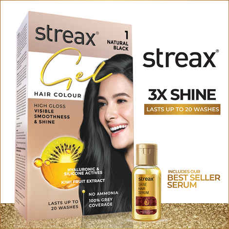 Buy Streax Gel Hair Colour for women, Natural Black 1 ,150 ml |No ammonia hair color|100% grey coverage - Purplle