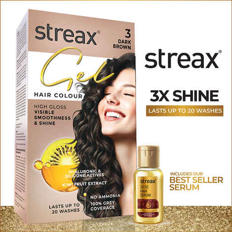 Buy Streax Gel Hair Colour for women, Dark Brown 3 , 150 ml |No ammonia hair color|100% grey coverage - Purplle