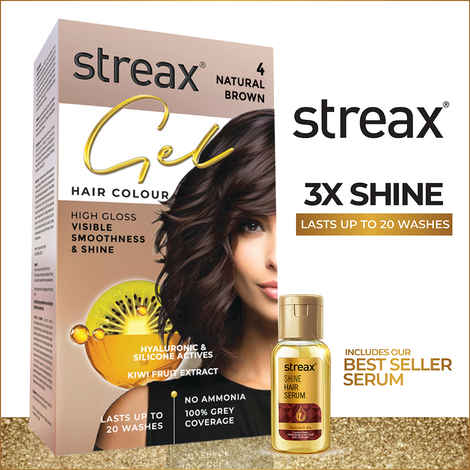 Streax Gel Hair Colour for women, Natural Brown ,150 ml |No