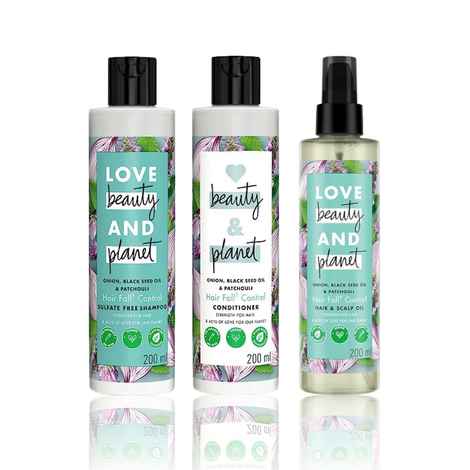 Buy Love Beauty & Planet Onion, BlackSeed & Patchouli Hairfall Control Sulfate Free Shampoo, 200 ml+Conditioner, 200 ml+Hair Oil, 200 ml - Purplle