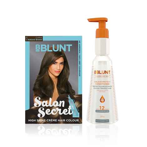 Buy BBLUNT Salon Secret High Shine Creme Hair Colour Natural Brown 4.31 (100 gm) With Shine Tonic (8 ml)+BBLUNT Colour Protect Conditioner- 250 g - Purplle