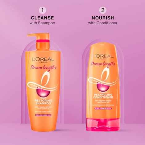 L'Oreal Paris Dream Lengths Magic Hair Care Regime (Dream Lengths Shampoo (1 L) + Dream Lengths Detangling Conditioner (180 ml))