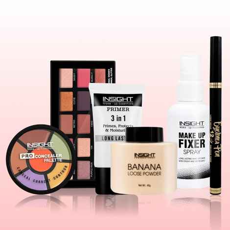 Buy Insight Everyday Glam Makeup Kit 2 (Primer (30 ml) + Concealer palette_Corrector + Eyeshadow 17g + Eyeliner Eye Pen + Loose powder 40g + Fixer Spray 75 ml) - Purplle