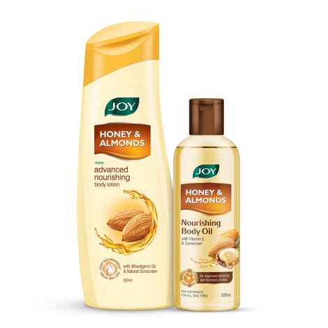 Buy Joy Honey & Almonds Body Lotion 300 ml & Honey & Almonds Body Oil 200 ml (Combo Pack) - Purplle