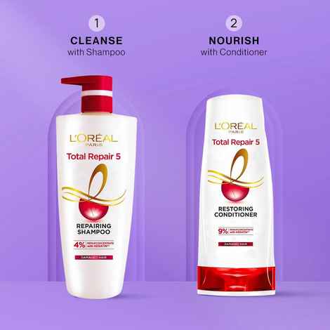 Buy L'Oreal Paris Total Repair Hair Care kit (Total Repair 5 Shampoo (1000ml) + Total Repair 5AA RestoringAA Conditioner (180 ml) - Purplle