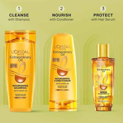 L'Oreal Paris Ultimate Oil Nourish Trio (6 Oil Nourish Shampoo (180 ml), 6 Oil Nourish Conditioner (180ml),Extraordinary Oil Serum (30 ml))