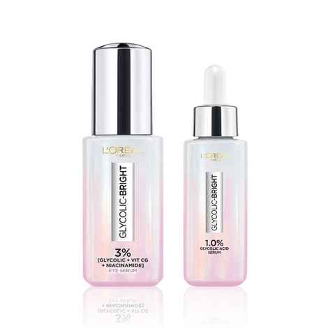 L'Oreal Paris Glycolic Spot Treatment Duo- 1% Glycolic Acid Serum  (15 ml) + Dark Circle Eye Serum with 3% [GLYCOLIC + VIT CG + NIACINAMIDE], 20 ml