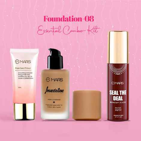 MARS Flawless Base Combo - 08 | Foundation | Makeup Fixer | Primer - Combo of 3