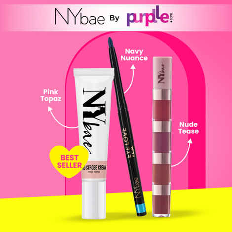 Buy NY Bae Face, Lip & Eye Makeup Combo 2 | PRO Strobe Cream Pink Topaz (12 gm) | 4 In 1 Lip Play Liquid Lipstick Rose Rush (4 ml) | Kajal Pencil - Navy Nuance - Purplle