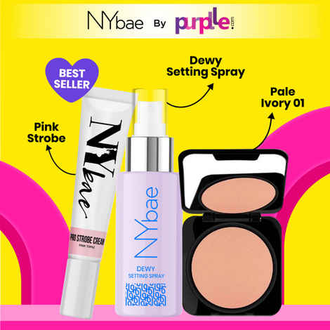Buy NY Bae Glow & Matte Essentials | Pink Topaz Strobe Cream (12 gm) | Ivory Compact Powder (9 gm) | Dewy Setting Spray (60 ml) | Korean Glow | Creaseless | Long Lasting Makeup - Purplle