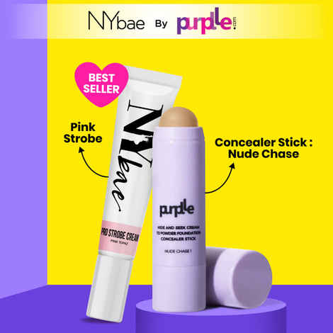 Buy NY Bae Conceal & Glow Duo | Pink Topaz Strobe Cream (12 gm) | Purplle Foundation Concealer Stick - Nude Chase 1 | Korean Glow | Even Skin Tone | Makeup Kit - Purplle
