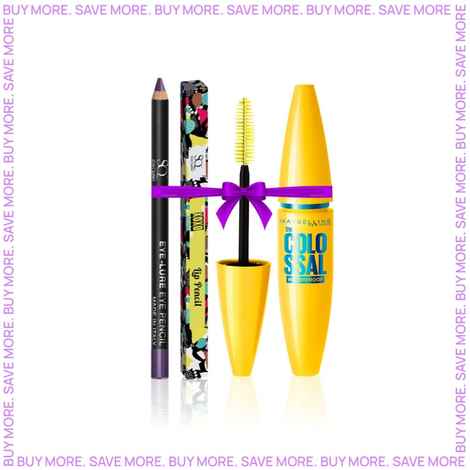 Buy Maybelline New York The Colossal Volum Express Waterproof Mascara (10 ml) + Stay Quirky Eye Pencil - Eye-lure, Lure Me Byzantium 4 (1.2 gm) - Purplle