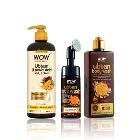 Buy WOW Skin Science Ubtan Everyday Go-to Kit (Ubtan Body wash (250 ml) + Ubtan Foaming Facewash(150 ml) + Ubtan Body Lotion (400 ml)) - Purplle