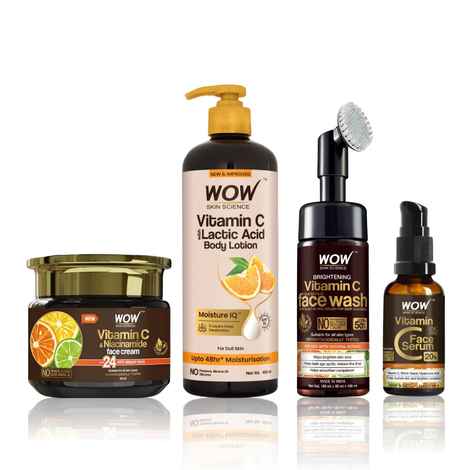 Buy WOW Skin Science Vitamin C Beauty Boost Kit (Vitamin C Foaming Facewash (150 ml) + Vitamin C Serum (15 ml) + Vitamin C Face Cream (50 ml) + Vitamin C Body Lotion (400 ml) - Purplle