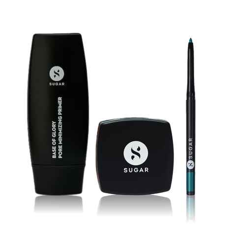 Sugar Flawless Finish 4 (Pore Minimizing Primer (30 ml) + Banana Setting Powder (7 gm) + Kohl Of Honour Intense Kajal - 03 Aqua Lung (0.25 gm))