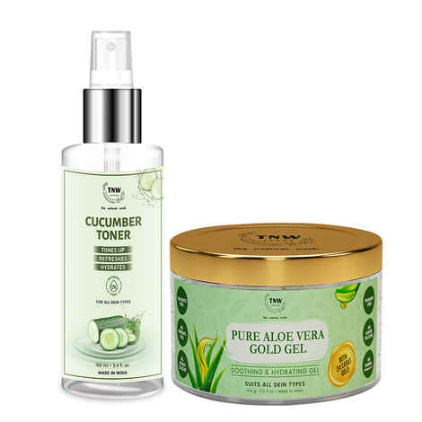 Buy TNW-The Natural Wash Combo of Pure Aloe Vera Gold Gel & Cucumber Toner | Gel For Acne,Scars,Sunburn Treatment Prevents Dark Spots,100 ml |Pore Tightening Toner .Oil Control And Removes Make Up 100 ml - Purplle