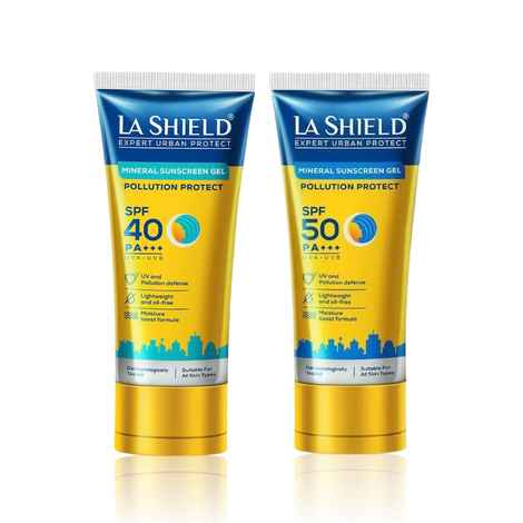 Buy La Shield Pollution Protect Combo (La Shield Pollution Protect Mineral Sunscreen Gel SPF 40 +La Shield Pollution Protect Mineral Sunscreen Gel SPF 50) - Combo of 2 - Purplle