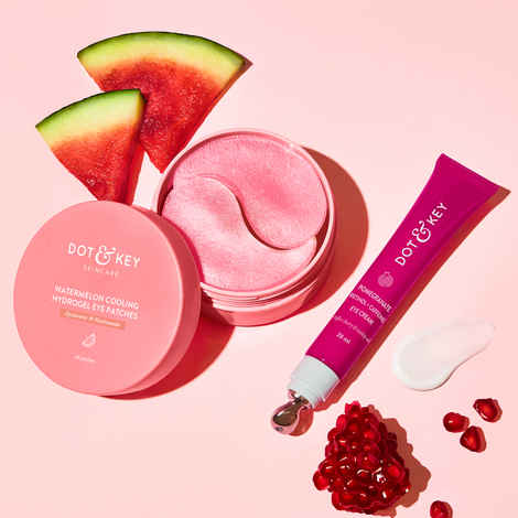 Dot & Key Bestselling Dark Circles & Puffiness Reduction Eye Care Combo - 110g | Under Eye Cream & Eye Patches